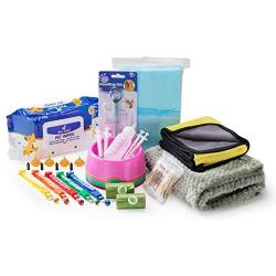 LTM Puppy Nursing Kit, Newborn Puppy Nursing Kit with Feeding Nipple,ID Collars Underpad and Bowl,Coral Fleece Blanket,Absorbent Towel,Pet Wet Wipes,Changing pad & kit