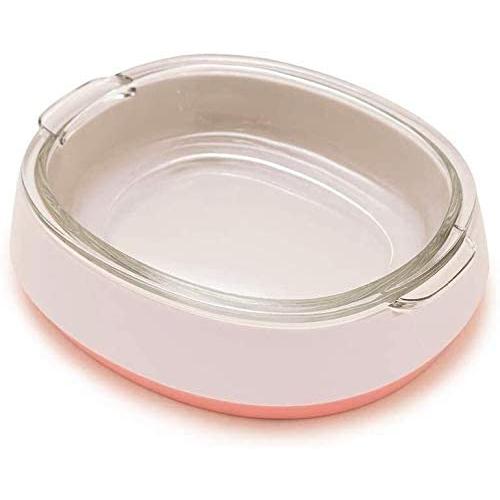 ljfjf 8deg; Tilted Cat Bowl Glass Feeding Food Bowl Non-Slip Low Flat Bowls for Cats (Green)
