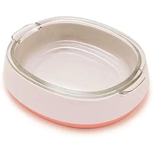 ljfjf 8deg; Tilted Cat Bowl Glass Feeding Food Bowl Non-Slip Low Flat Bowls for Cats (Green)