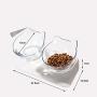 Hkapps Cat Double Food Bowl Pet Food Bowl with Stand,15° Tilted Platform, Reduce Neck Pain Perfect for Small Dog and Cat (Transparent)
