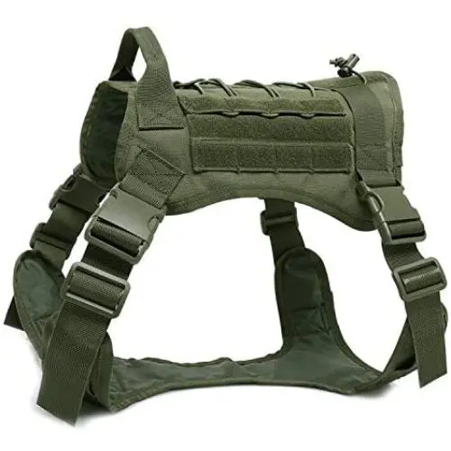 BMusdog Tactical Dog Harness Vest with Handle, Military Hiking Hunting Walking Dog Vest Adjustable Training Working 1000D Nylon Harness for Small Medium Large Dogs BMusdog Tactical Dog Harness Vest with Handle, Military Hiking Hunting Walking Dog Vest Adjustable Training Working 1000D Nylon Harness for Small Medium Large Dogs