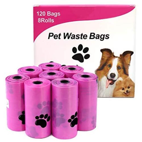 HaoDeng Dog Poop Bags, Extra Thick and Strong Poop Bags for Dogs, Guaranteed Leak-Proof, 15 Doggy Bags Per Roll, 8Rolls, 120 Bags