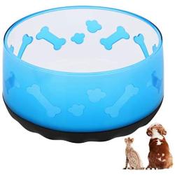 Ordermore Acrylic Dog Bowl with Rubber Base for Small/Medium Dogs,Non-Skid Deep Dog Bowl,Anti-bite Pet Feeder Bowl and Water Bowl,Holds 36 Ounce,Blue