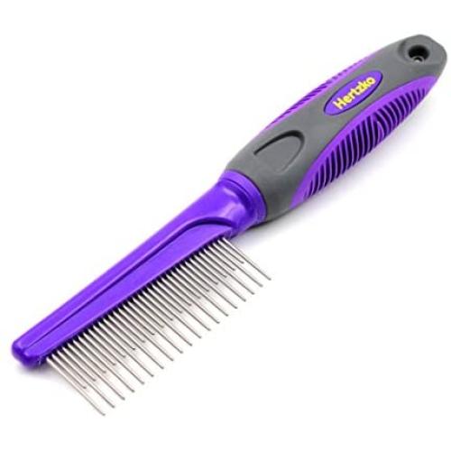 Hertzko Long and Short Teeth Comb Grooms Your Pet’s Top Coat and Undercoat at Once - Suitable for Dogs and Cats