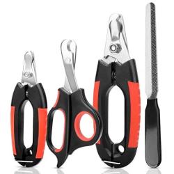 KISSIN Dog Nail Clippers Trimmer Set - Quick Safety Guard to Avoid Overcutting 4-in-1 Stainless Steel Pet Nail Clippers - Start Professional & Safe Pet Grooming at Home