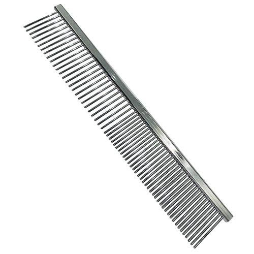 PREMIUM Pet Grooming Comb, Stainless Steel Pet Finishing Dog Comb, Dog Shedding Pin Combs with Different Spaced Teeth, suited for Poodle dogs, cats, kittens and small animals.