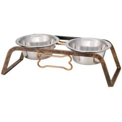 Loving Pets Black Label Collection Rustic Bone Diner for Dogs, 1-Quart, Aged Copper