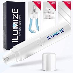 ILUMIZE Dog Nail Grinder Clipper for Small, Medium, or Large-Sized Dogs and Cats - Painless Paw Grooming and Smoothing - Whisper Quiet Technology Motor with 2 Speed Modes - Dual Led Light