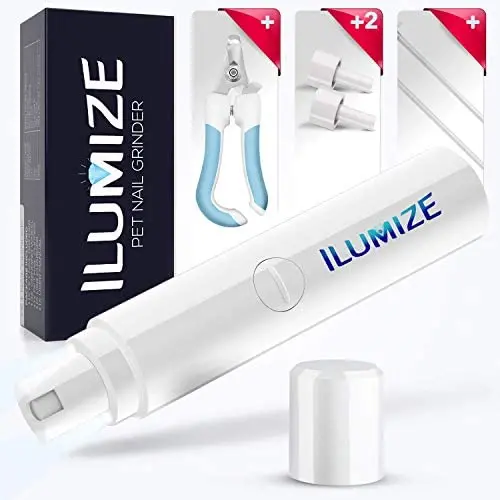 ILUMIZE Dog Nail Grinder Clipper for Small, Medium, or Large-Sized Dogs and Cats - Painless Paw Grooming and Smoothing - Whisper Quiet Technology Motor with 2 Speed Modes - Dual Led Light ILUMIZE Dog Nail Grinder Clipper for Small, Medium, or Large-Sized Dogs and Cats - Painless Paw Grooming and Smoothing - Whisper Quiet Technology Motor with 2 Speed Modes - Dual Led Light
