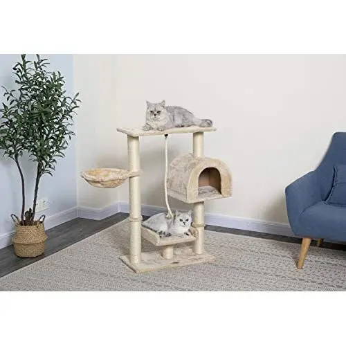 Go Pet Club Small Cat Tree Furniture Beige Go Pet Club Small Cat Tree Furniture Beige