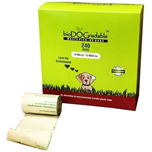 240 Dog Poop Waste Bags - Biodegradable Compostable Leak Proof and Tear Resistant - Vegetable Based Environmentally Friendly Pet Waste Bag - Plastic-Free - Holds Up To 4 Pounds