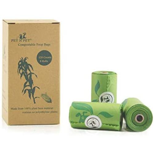 PET N PET Dog Poop Bag 120 Count Poop Bags 100% Vegetable-Based Corn Starch Compostable Poop Bags Unscented Poop Bags Refill Rolls