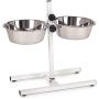 King International Super Dog Adjustment Feeding Stand U Type with 2 Bowls H-Base Double Bowl Stand Two Stainless Steel Removable Bowls
