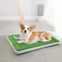 PAWISE Dog Puppy Grass Potty Training Pad Outdoor Puppy Toilet Mat Tray Indoor Restroom for Small Cats and Dogs (27'' x 17) with a Replacement Grass Pad