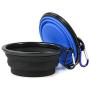 Superma Collapsible Dog Bowl 2 Pack Silicone Foldable Small Travel Dog Water Bowl 350ml for Dogs and Cats Pets, 12OZ, Black&Blue
