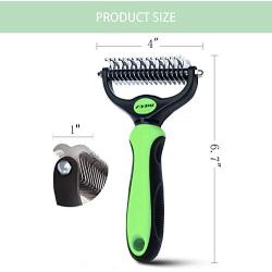 Youmi Dog Cat Grooming Rake, Untangle Brush for Dogs, 2 Sided Undercoat Rake for Dog& Cat-Effective Dematting Comb-9+17 Rounded Teeth Safe for Mats & Tangles Removing, Effective Brush Tool