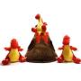 MODERN WAVE - Squeaky Plush Dog Toy Volcano and Dragons - Interactive Hide and Seek Squirrel Type Puzzle Toy for Dogs, Small Size (Volcano and Dragons)