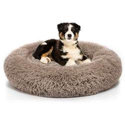 SAVFOX Long Plush Comfy Calming & Self-Warming Bed for Cat & Dog, Anti Anxiety, Furry, Soothing, Fluffy, Washable, Abbyspace, Marshmellow Pet Donut Bed