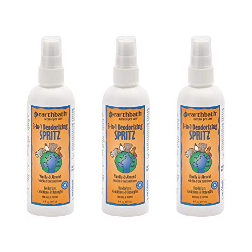 Earthbath Vanilla & Almond 3-in-1 Dog & Puppy Deodorizing Spritz - Deodorizes, Conditions, & Detangles, Aloe Vera, Vitamin E - Keep Your Dogs Coat Feeling Soft and Tangle Free - 8 fl. oz, Pack of 3