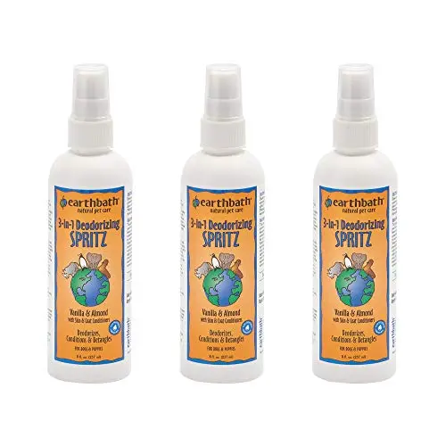 Earthbath Vanilla & Almond 3-in-1 Dog & Puppy Deodorizing Spritz - Deodorizes, Conditions, & Detangles, Aloe Vera, Vitamin E - Keep Your Dogs Coat Feeling Soft and Tangle Free - 8 fl. oz, Pack of 3