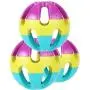 XIHONGSHIR Bell Balls Toys, Rainbow Balls, Dog Toys Balls, Nontoxic Bite Resistant, Exercise Game Ball, Hollow Toy Ball, 3Pack, Medium,Tricolor,7.5cm