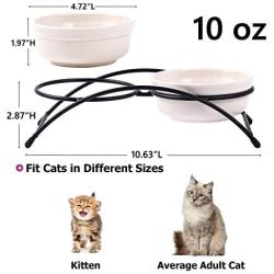 JanYoo Ceramic Cat Bowls Food Feeding Stand Elevated Dog Bowl Outdoor Non-Skid