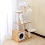 Modern Cat Tree, 6 Level Wooden Cat Tower, Kitten Play House with Sturdy Scratching Posts, Spacious Condo Hanging Ball and Removable Mats Modern Cat Tree, 6 Level Wooden Cat Tower, Kitten Play House with Sturdy Scratching Posts, Spacious Condo Hanging Ball and Removable Mats