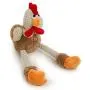 goDog Checkers Skinny Rooster With Chew Guard Technology Tough Plush Dog Toy,Brown, Large
