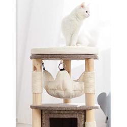 Luxury Cat Tree, Small Cat Tower, Soft Hammock and Perch, Cozy Condo, Solid Wood Scratching Post, Kitten Activity Center, Perfect for Cats Relaxing