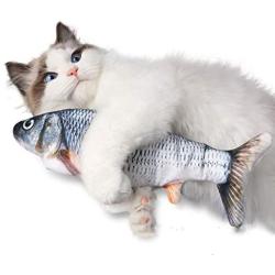 peotue 2pcs Electric Floppy Fish Cat Catnip Toy, Realistic Plush Simulation Electric Wiggle Doll Fish Pets Chew Bite Kicker Supplies for Cat Kitten