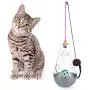 Relaxdays Cat Toy, 3in1, Interactive, Treat Tumbler, Teaser Wand Mouse & Ball with Bell, Kitten, Fun, Grey, Pack of 1, Gray