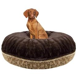 BESSIE AND BARNIE Signature Camel Rose/Godiva Brown Extra Plush Faux Fur Bagel Pet/Dog Bed (Multiple Sizes)