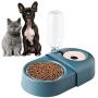 ECOSCO Pet Dog Cat Water Food Double Bowls Set, Detachable Stainless Steel Bowl, Dispenser Bottle Cat Bowl,Non-Wet Mouth Leak-Proof Automatic Water Storage Feeding Bowl