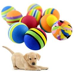 POPETPOP Pet Toy Balls Dog Toys Puppy EVA Tennis Ball Teeth Cleaning Toys Training Biting 10PCS 42mm