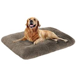 OXS Dog Bed Long Plush Calming Pet Bed, Comfortable Faux Fur Washable Crate Mat with Anti-Slip Backing for Jumbo Large Medium Dogs