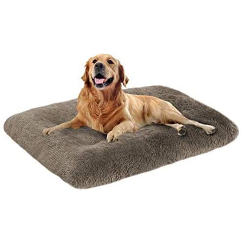 OXS Dog Bed Long Plush Calming Pet Bed, Comfortable Faux Fur Washable Crate Mat with Anti-Slip Backing for Jumbo Large Medium Dogs