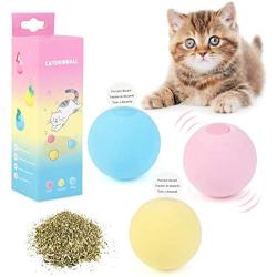 Legendog 3 PCS Cat Toy Ball, Interactive Cat Kicker Toys of 3 Lifelike Animal Chirping Sounds-Bird Frog and Cricket, Funny Kitten Catnip Hunting Toy Balls with Refillable Catnip for Cat Exercise