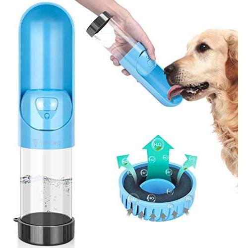 TSYMO Dog Water Bottle - Leak Proof Portable Puppy Water Dispenser with Activated Carbon Filter & Foldable Drinking Feeder for Pets Outdoor Walking, Hiking, Travel, BPA Free (10 Oz)