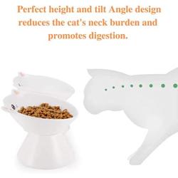 Lollimeow Ceramic Raised Cat Bowls, Elevated Food or Water Bowls, Stress Free, Backflow Prevention, Dishwasher and Microwave Safe, Lead & Cadmium Free