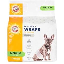 Arm & Hammer for Pets Male Dog Wraps, Size Medium, 12 Count | Ultra-Abosorbent, Adjustable Male Dog Diapers with Leak-Proof Protection and Wetness Indicator (FF13879)