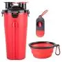 CLOVOCK Pet Food and Water 2-in-1 Outdoor Dog Water Bottle Dispenser, of with 1Collapsible Dog Food Bowls for Cats and Dogs