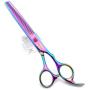 7.0in Titanium Professional Pet Grooming Scissors Set,Straight & Thinning & Curved Scissors 4pcs Set for Dog Grooming…