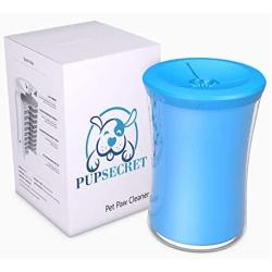 PupSecret Premium Portable Dog Paw Cleaner | Silicone Muddy Paw Washer With Super Soft Bristles and Cover | Medium Size