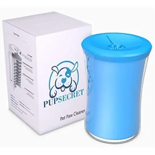 PupSecret Premium Portable Dog Paw Cleaner | Silicone Muddy Paw Washer With Super Soft Bristles and Cover | Medium Size