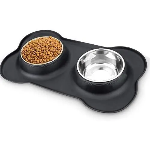Awolf Dog Bowls Stainless Steel Pet Bowls & Dog Food Water Bowls with No-Spill and Non-Skid, with Dog Bowl Mat for for Feeding Small Medium Large Dogs Cats Puppies Awolf Dog Bowls Stainless Steel Pet Bowls & Dog Food Water Bowls with No-Spill and Non-Skid, with Dog Bowl Mat for for Feeding Small Medium Large Dogs Cats Puppies