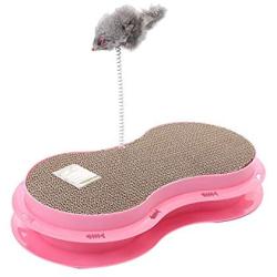 ocijf179 Cat Toy Pet Cat Kitten Track Ball Bell Disc Mouse Doll Spring Plate Interactive Toy - Blue