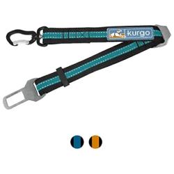 Kurgo Direct to seat belt Tether for Dogs, Car seat belt for Pets, Adjustable Dog Safety Belt Leash, Quick & Easy Installation, Works with Any Pet Harness, Carabiner, Swivel, Bungee