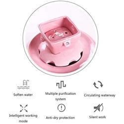 KUANDARM Fountains and Water Features Fountain Cat Water Feeder Water Dispenser Mute Circulating Water Handmade Artwork Drinking Fountains for Dogs, Pink