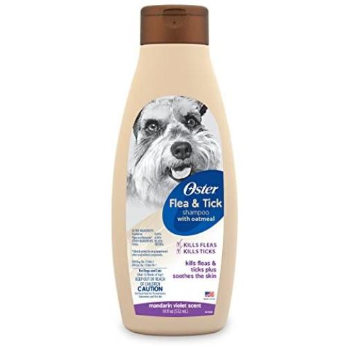 Oster Flea & Tick Shampoo with Oatmeal, Mandarin Violet, 18 Fluid Ounces (078590-935-001)