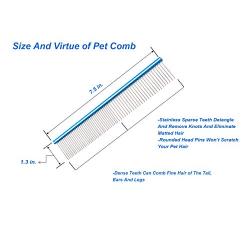 HarSeab Pet Stainless Steel Grooming Comb 7.5 Inch,Pet Comb for Dogs & Cats,Pet Grooming Brush Deshedding Tool Removes Tangles and Knots